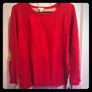 XL J. Crew Red and Tan Sweater